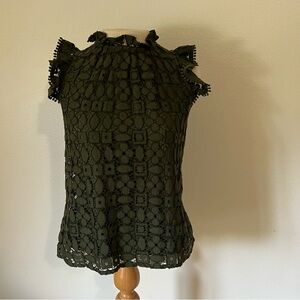 Anthropologie Maeve Green Lace Blouse